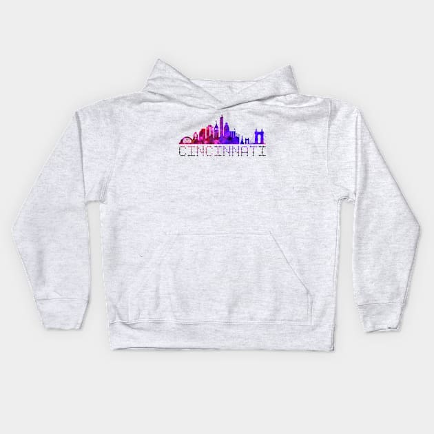 Cincinnati Skyline Purple Kids Hoodie by sparkling-in-silence